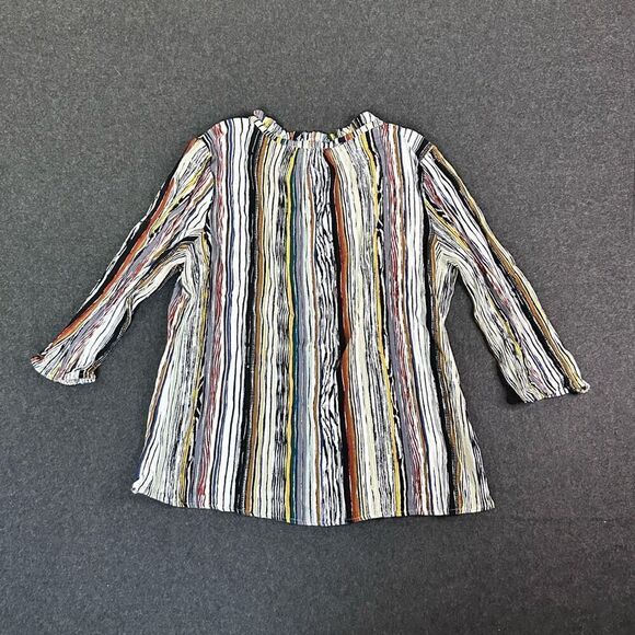 Figueroa & Flower Tribal Aztec Gauzy Blouse Womens L Petite Multicolor Boho Peas - Picture 4 of 9